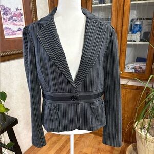 WHITE HOUSE WHITE MARKET SIZE 14 BLACK ONE BUTTON BLAZER FULLY LINED SLIMMING